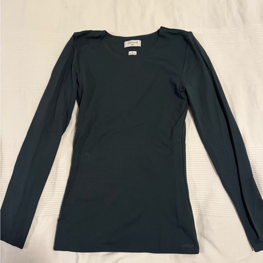 Aritzia Contour Long Sleeve Dark Green Top Size Small